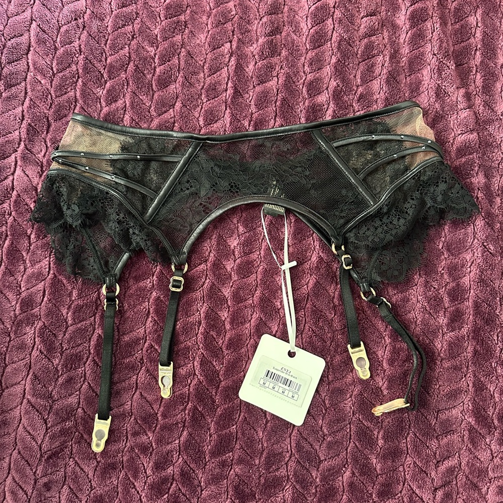 Honey Birdette Enya Black Lace Garter Belt M